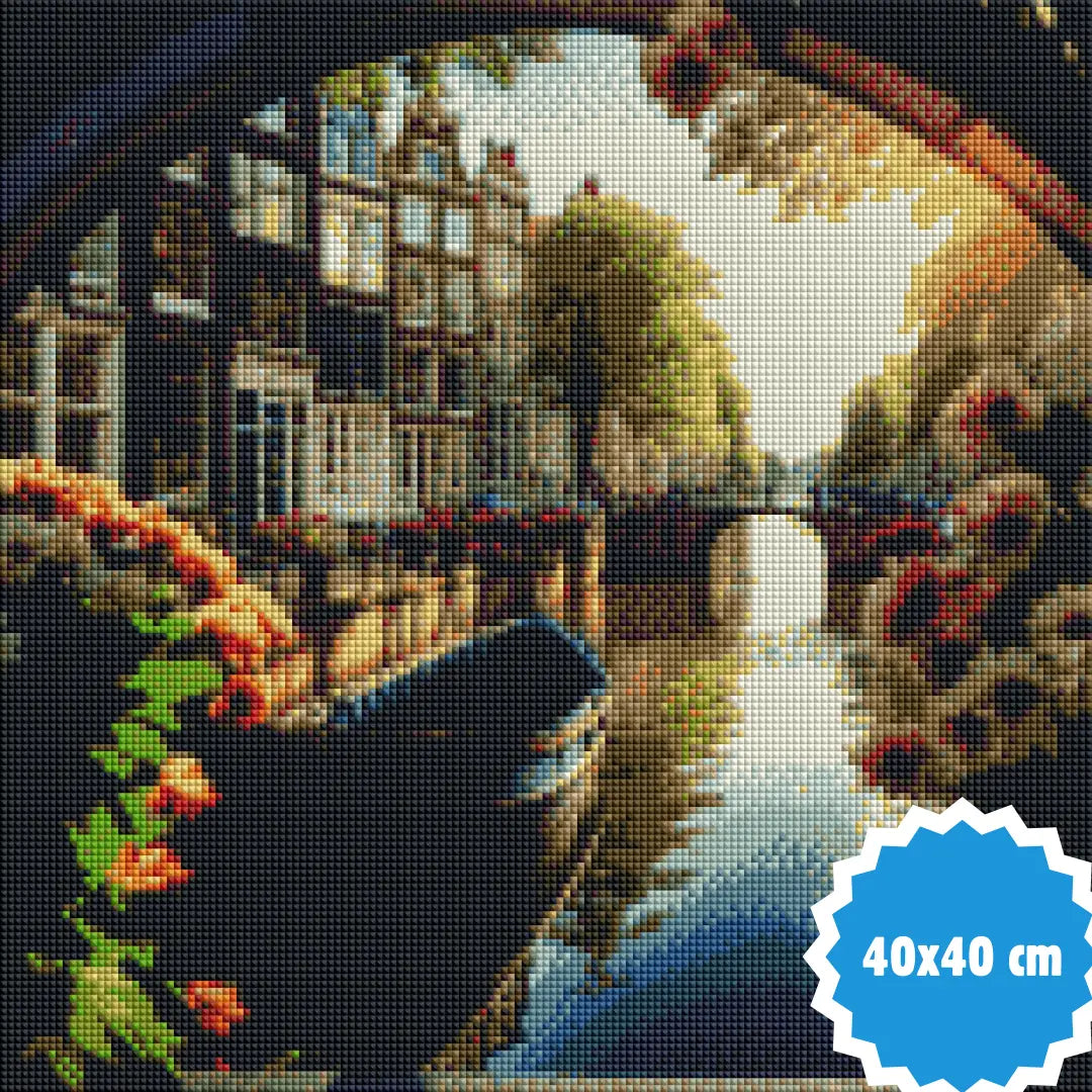 Diamond painting van Amsterdamse gracht, 40x40 cm